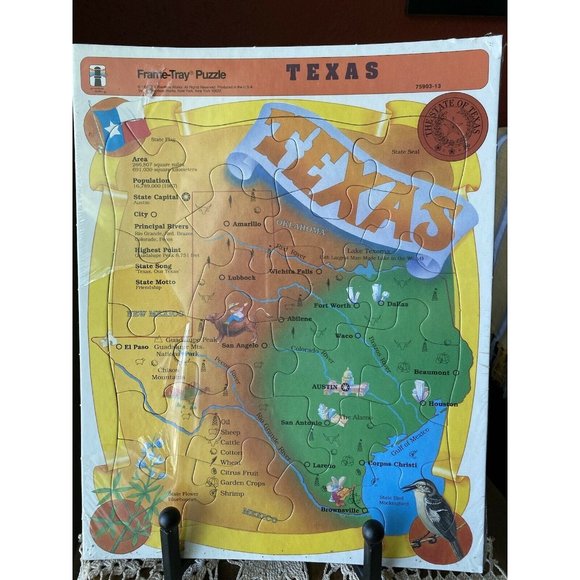 Texas Puzzle - NIP - Texas Frame Tray Puzzle 1992 - Rainbow Works - 11” X 14” - Picture 2 of 7
